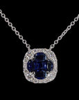 Awaken’s Sapphire Radiance:  Square Diamond Necklace