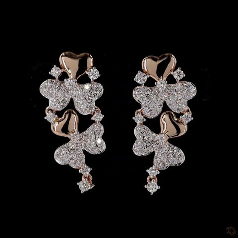 Awaken’s Duo-Floral Elegance: Diamond Earrings