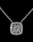 Bouquet Radiance: Cushion Halo Diamond Necklace