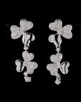 Dual Bloom Trinary Charm: Diamond Flower Earrings