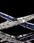 Blue & White 'X' Diamond Ring: Elegant Kiss