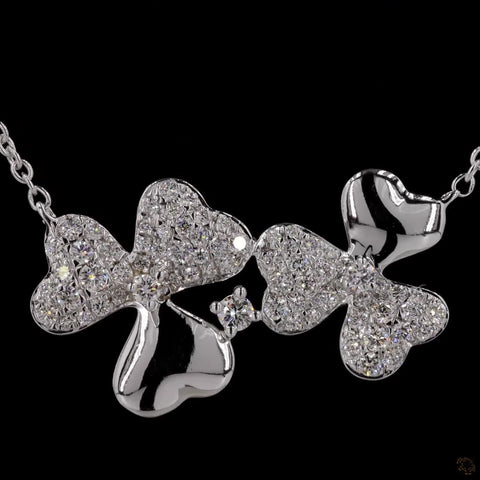 Dual Bloom Trinary Charm: Diamond Flower Necklace