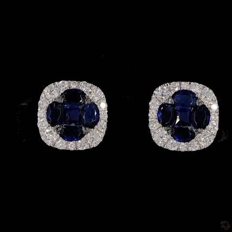 Awaken’s Sapphire Radiance:  Square Diamond Earrings