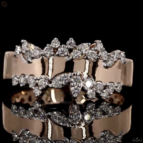 Radiant Symmetry: Unique Design Gold Thick Ring with Diamonds