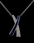 Blue & White 'X' Diamond Necklace: Elegant Kiss