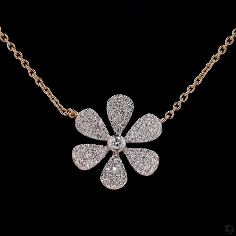 Awaken’s Floral Radiance: Diamond Petal Elegance Necklace