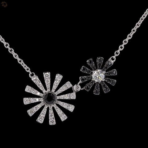 Awaken’s Monochrome Elegance: Diamond Sunflower Necklace