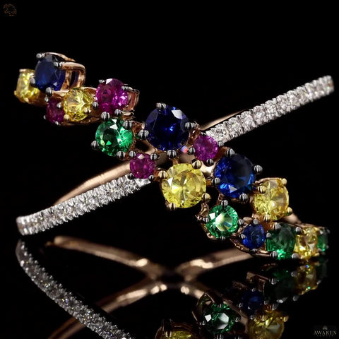 Spectrum Serenity: Rainbow Radiance Diamond Ring