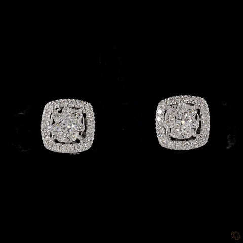 Awaken’s Cushion Halo  Diamond Earrings