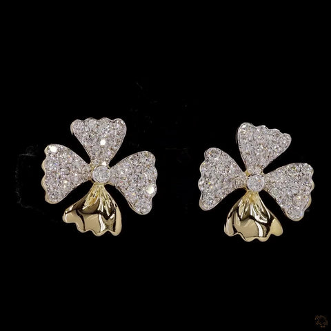 Awaken’s Blossom Radiance:  Flower Diamond Earrings