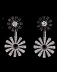 Monochrome Elegance: Black and White Diamond Sunflower Earrings