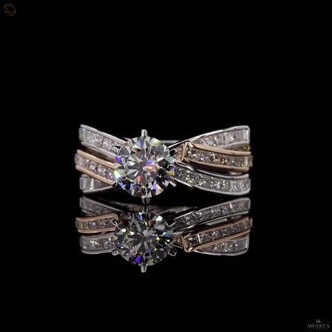 Interlace Brilliance: Crisscross Solitaire Diamond Ring