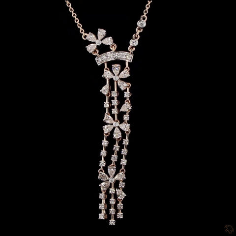 Awaken’s Pear Blossom: Long  Floral Diamond Pendant