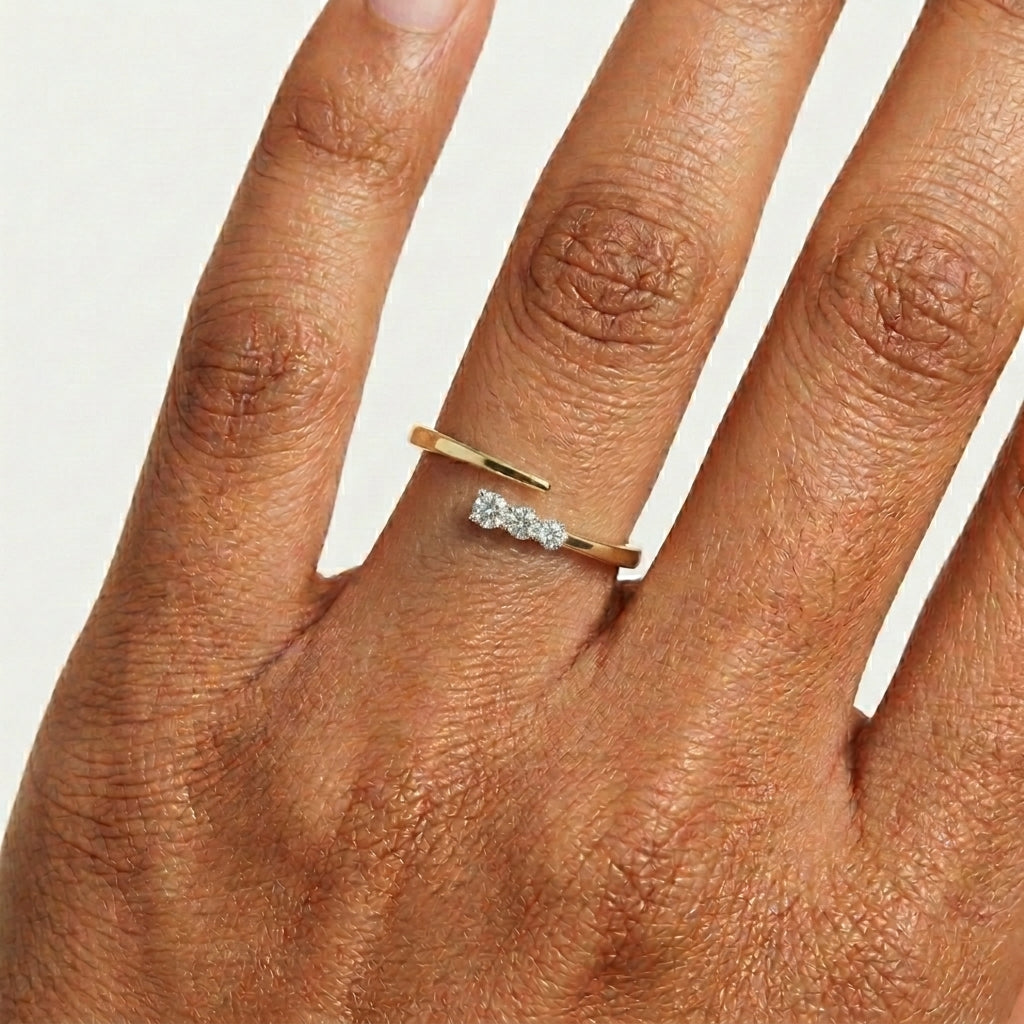 Gradual Ring Round Lab Grown Diamond Three Stone Graduating Bypass
