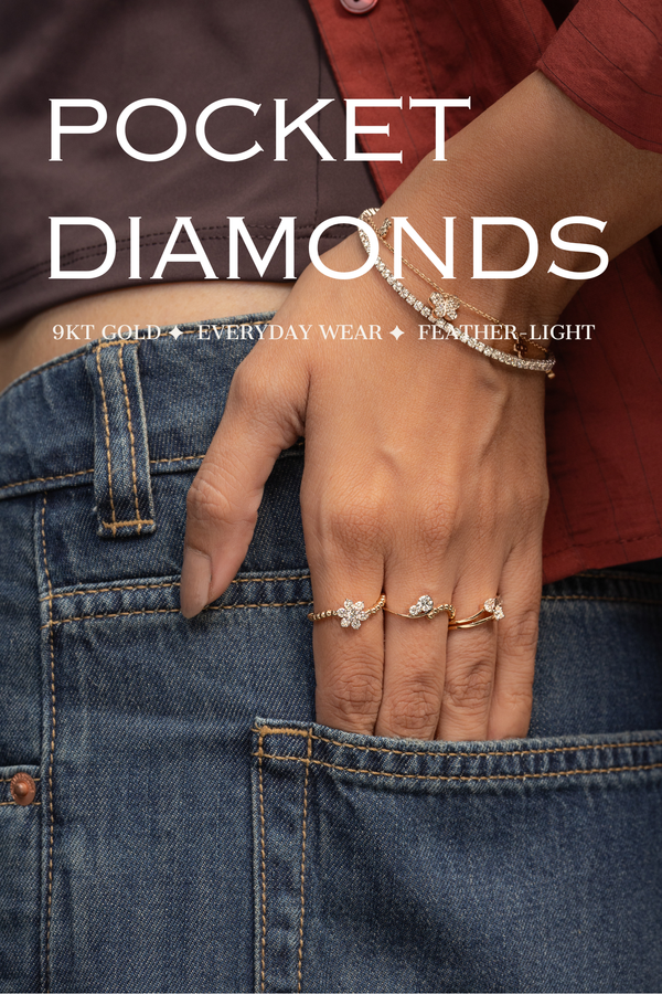 Daily wear gold lab grown diamond rings and bracelet