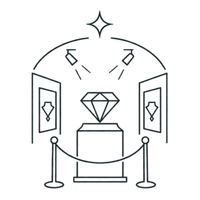 Brilliant diamond showcased on a pedestal in an elegant jewelry gallery
