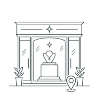 Diamond jewelry store location and showroom icon