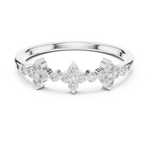 Gold Floral Cluster Prong Setting Round Lab Grown Diamond Caiva Ring