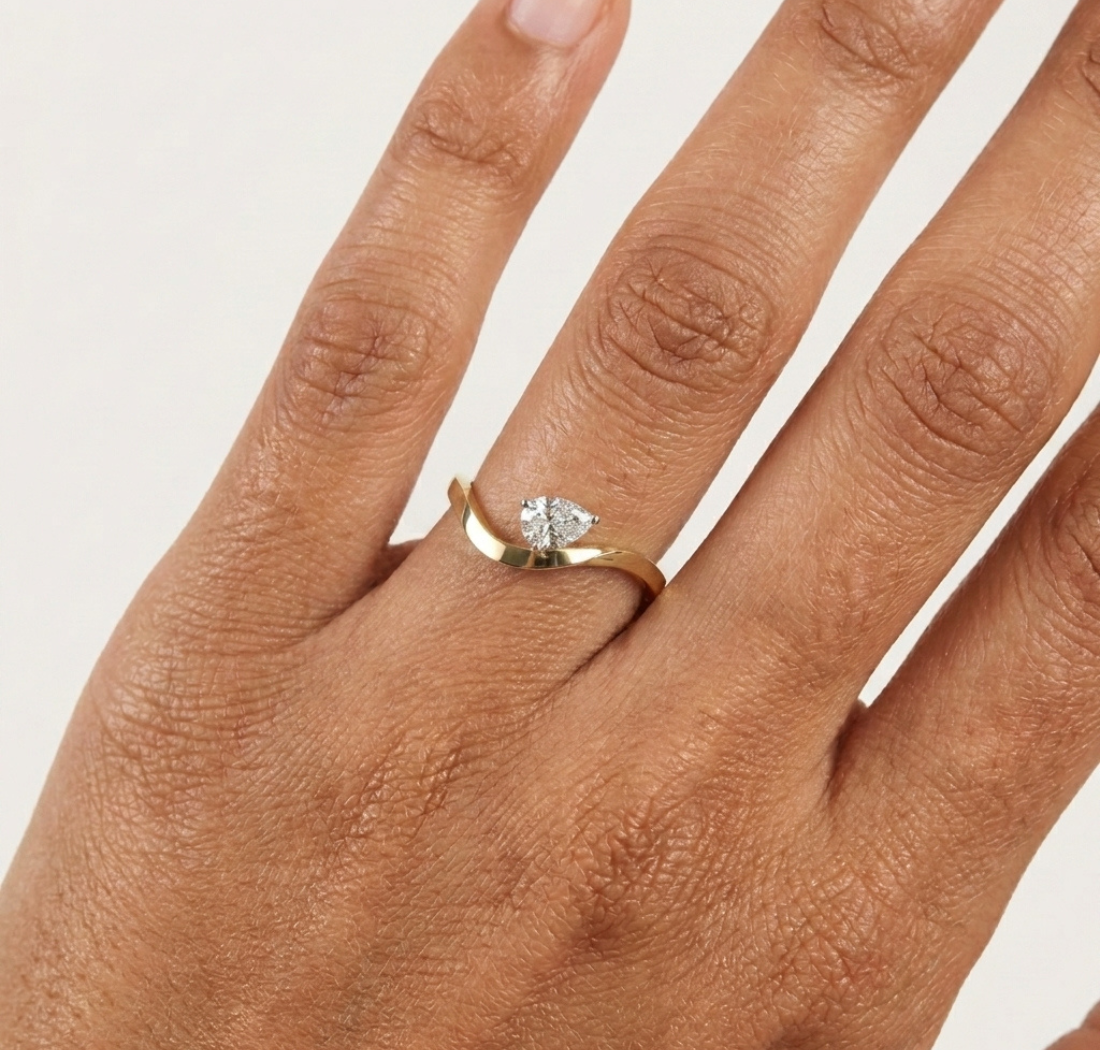 Current Ring Pear Lab Grown Diamond Fluid Bypass Sweep Band
