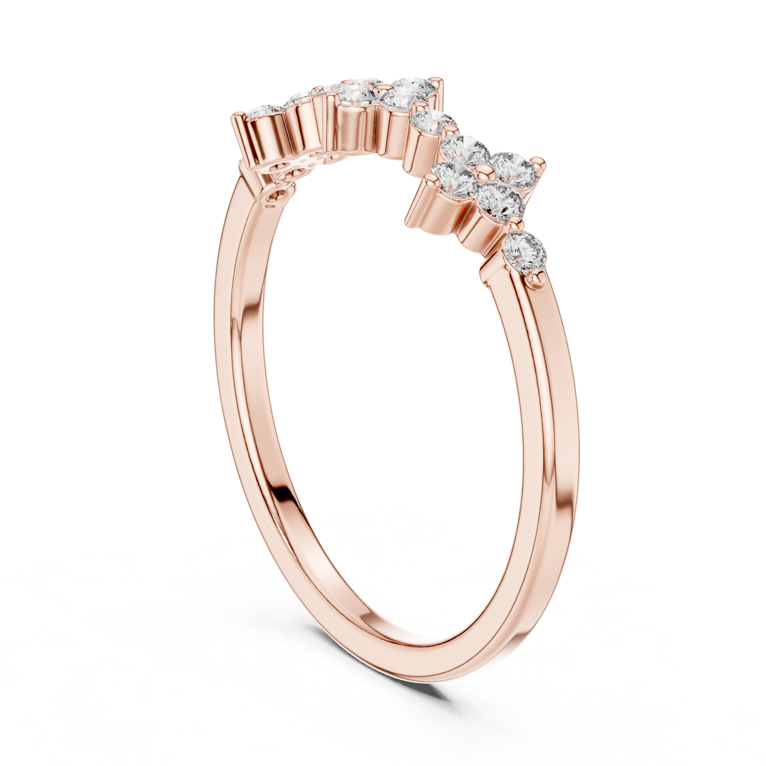 Gold Floral Cluster Prong Setting Round Lab Grown Diamond Caiva Ring