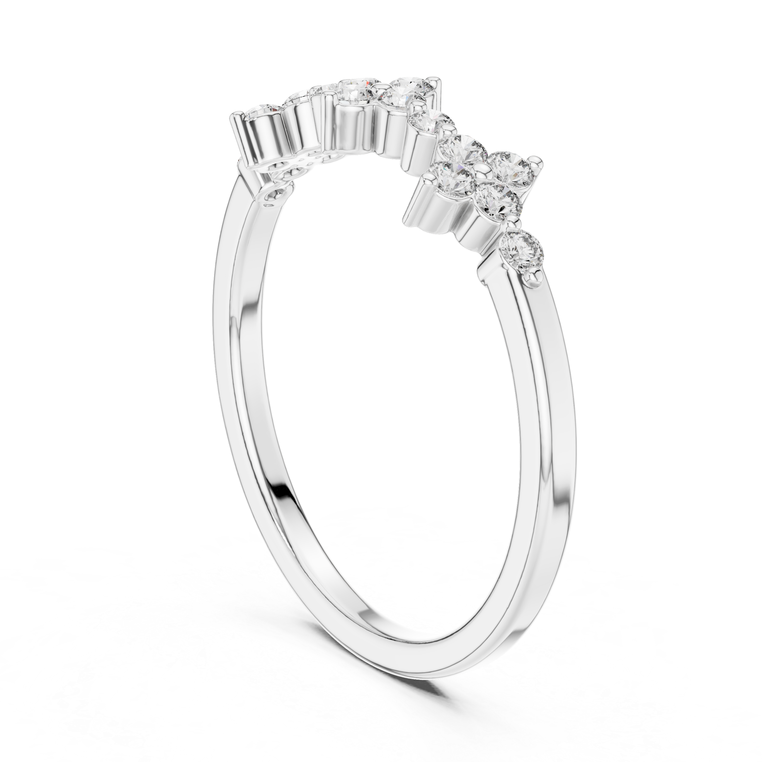 Gold Floral Cluster Prong Setting Round Lab Grown Diamond Caiva Ring