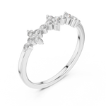 Gold Floral Cluster Prong Setting Round Lab Grown Diamond Caiva Ring