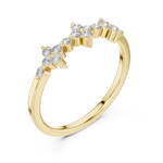 Gold Floral Cluster Prong Setting Round Lab Grown Diamond Caiva Ring