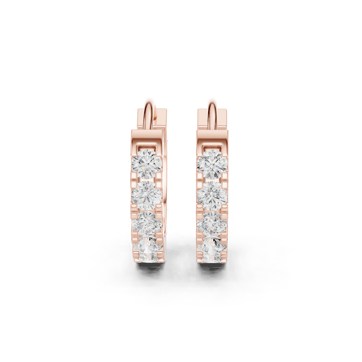 Gold 1Ct Channel Round Lab Grown Diamond Qirex Earring