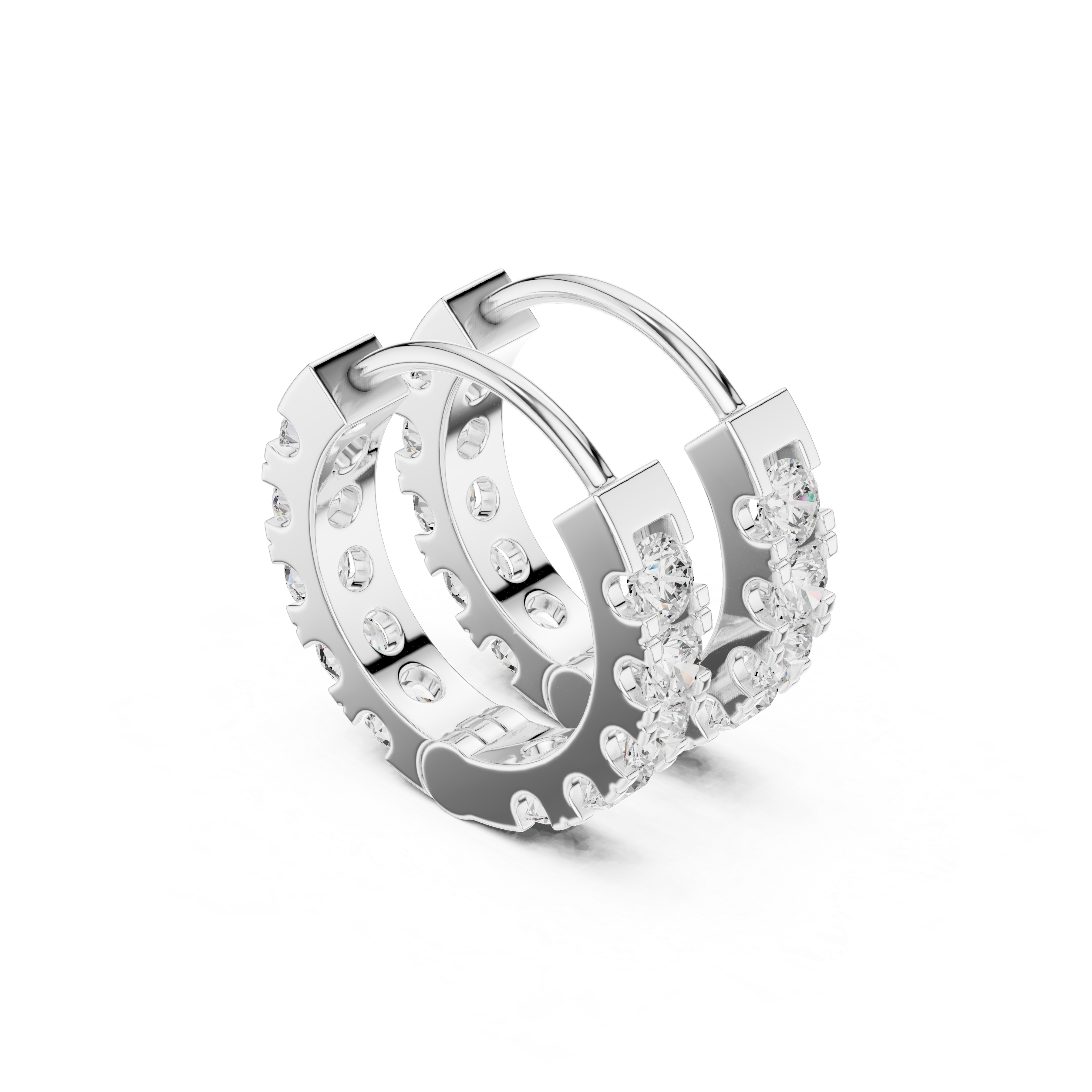 Gold 1Ct Channel Round Lab Grown Diamond Qirex Earring