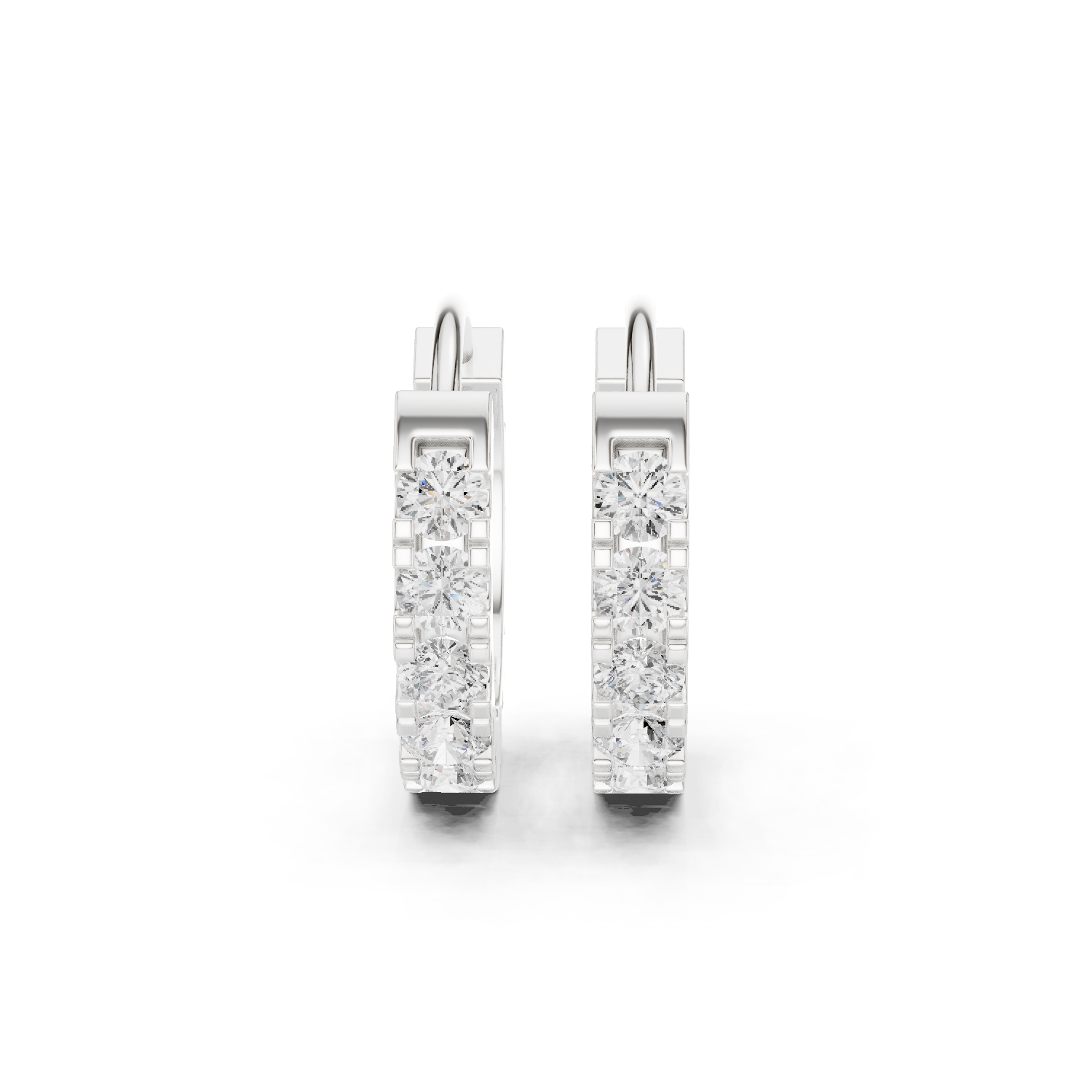 Gold 1Ct Channel Round Lab Grown Diamond Qirex Earring
