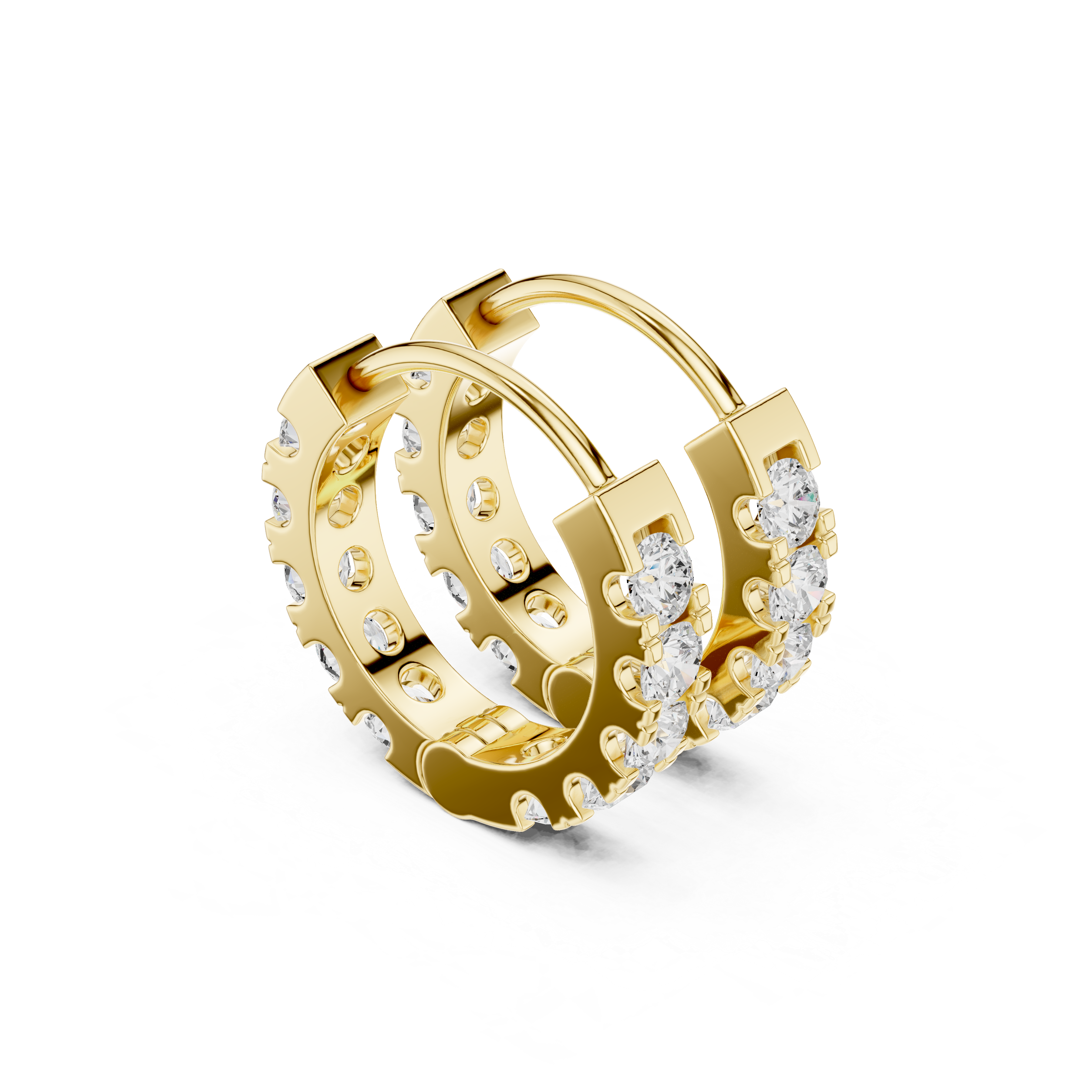 Gold 1Ct Channel Round Lab Grown Diamond Qirex Earring