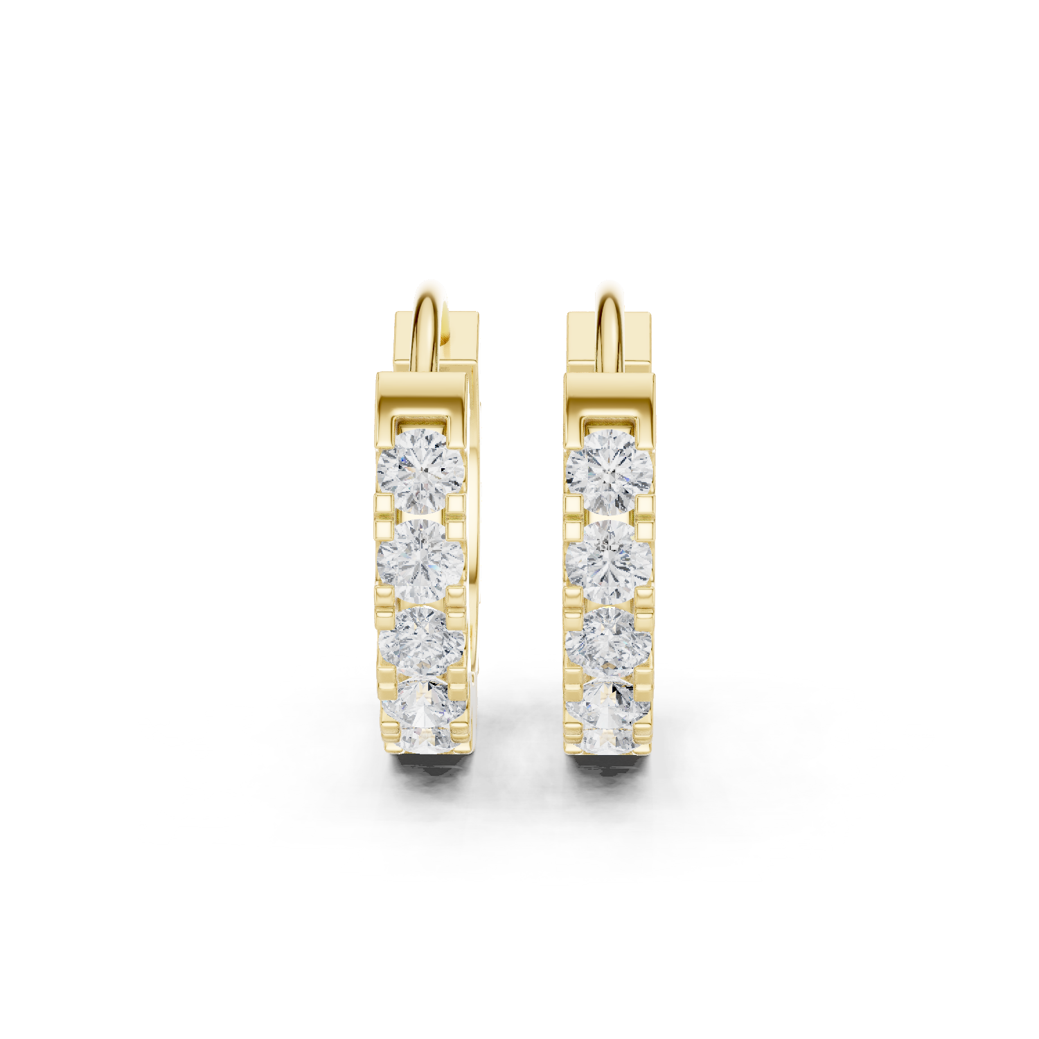 Gold 1Ct Channel Round Lab Grown Diamond Qirex Earring
