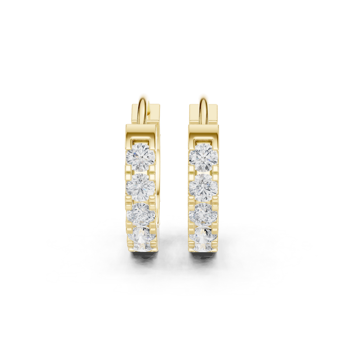 Gold 1Ct Channel Round Lab Grown Diamond Qirex Earring