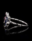 Nature's Symphony: Blue and Red Floral Affection Ring