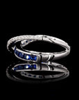 Blue & White 'X' Diamond Ring: Elegant Kiss