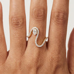 Oval pave setting lab grown diamond comet ring