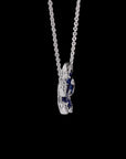 Blossoming Elegance: Flower Blue Sapphire Diamond Necklace