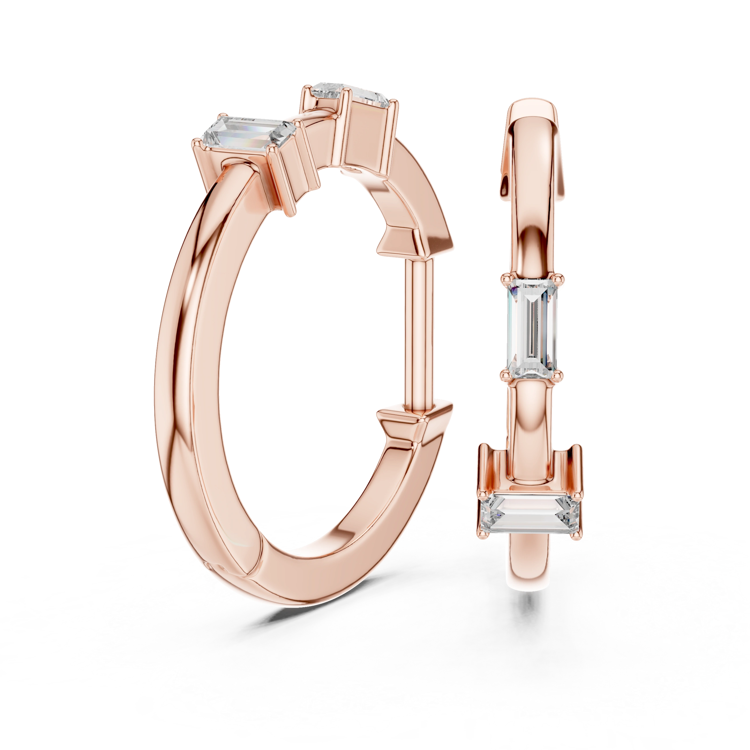 Gold Violeta Baguette Hoop Lab Grown Diamond Earrings
