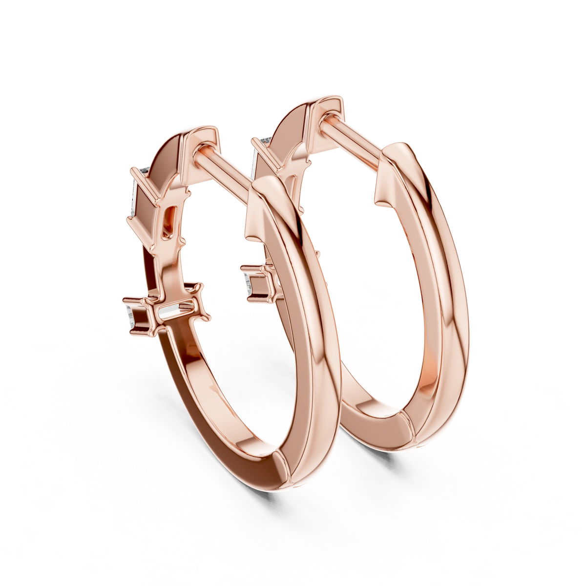 Gold Violeta Baguette Hoop Lab Grown Diamond Earrings