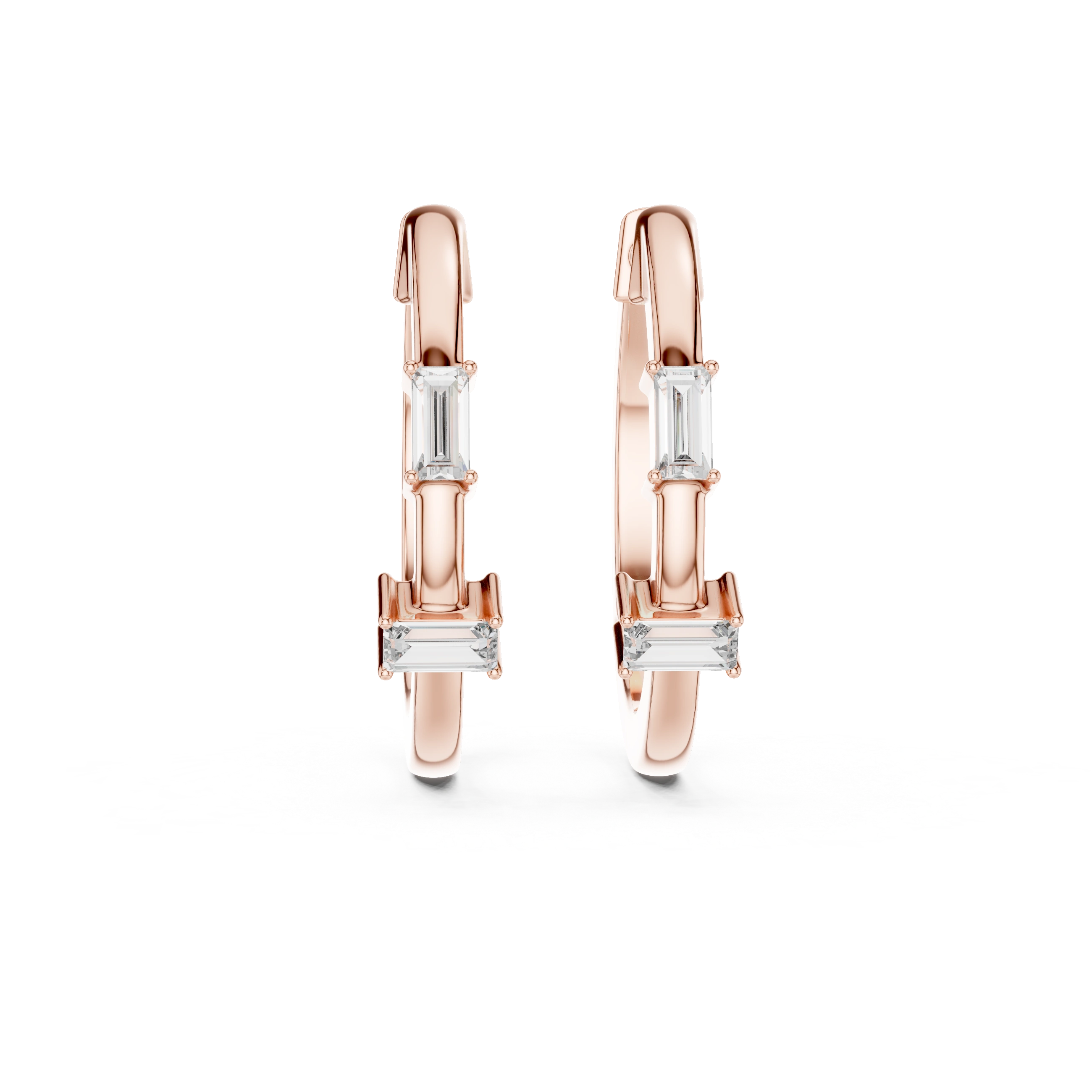 Gold Violeta Baguette Hoop Lab Grown Diamond Earrings