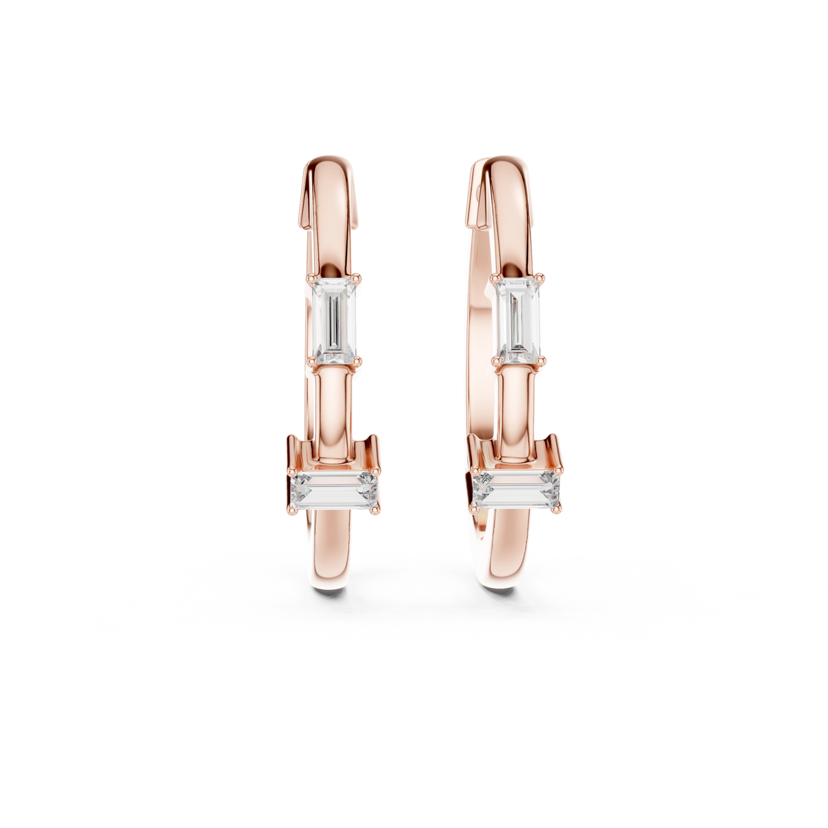 Gold Violeta Baguette Hoop Lab Grown Diamond Earrings