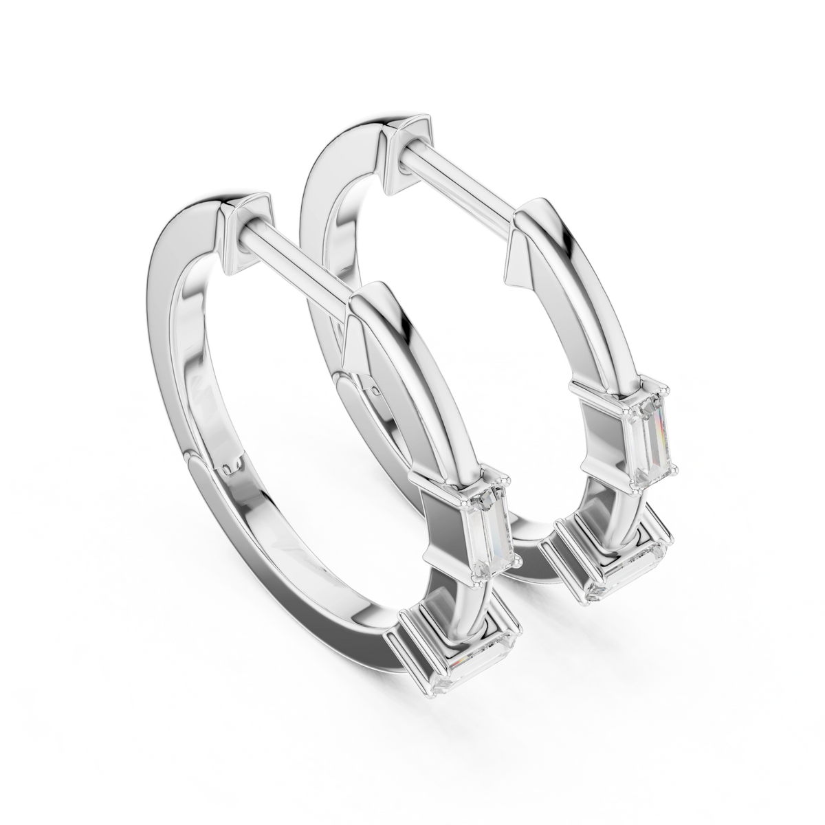 Gold Violeta Baguette Hoop Lab Grown Diamond Earrings