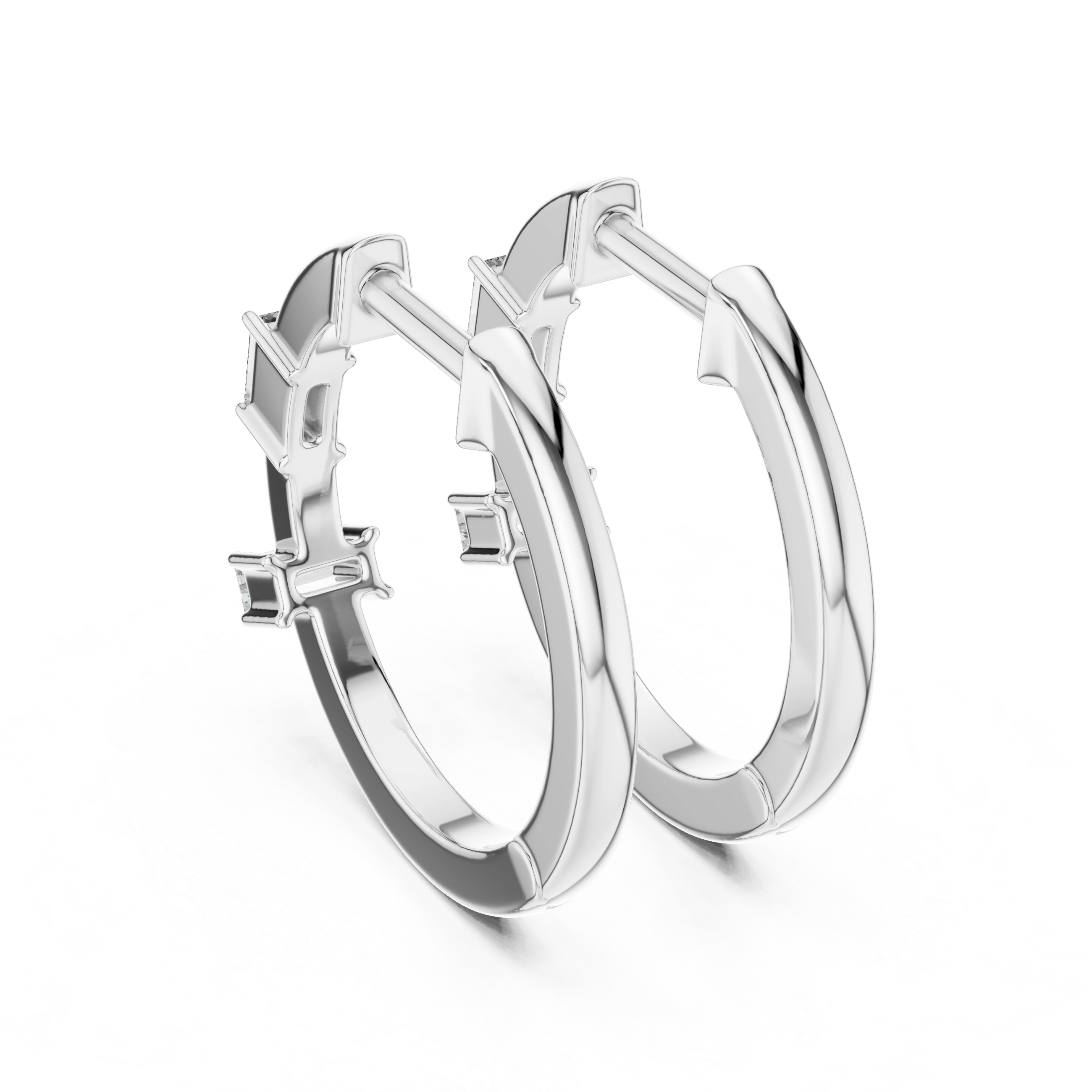 Gold Violeta Baguette Hoop Lab Grown Diamond Earrings