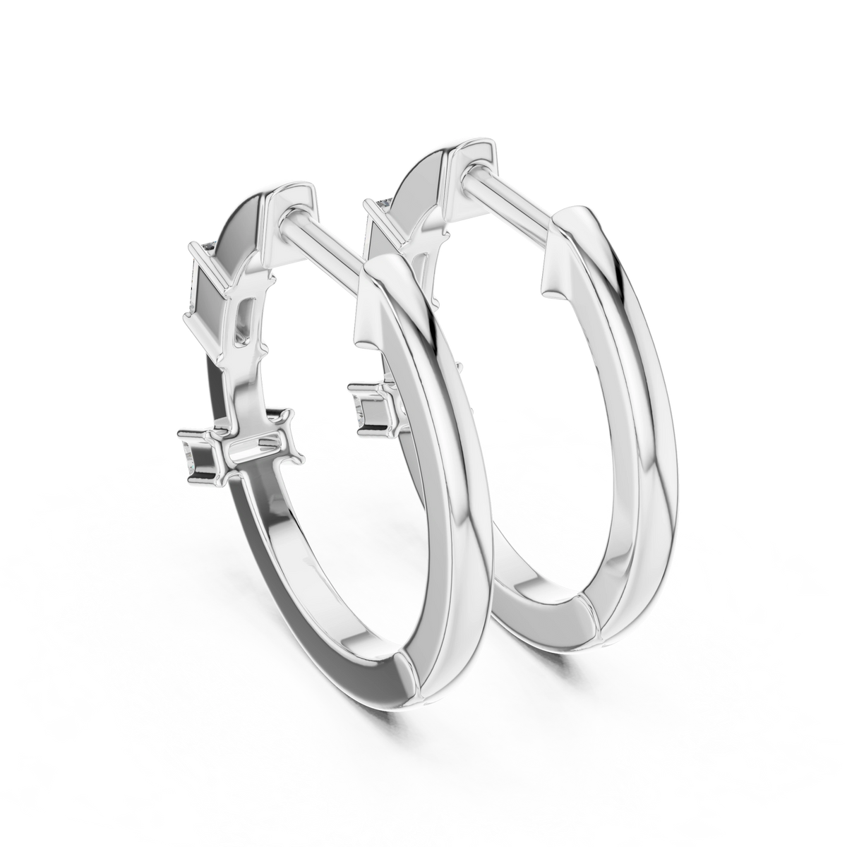 Gold Violeta Baguette Hoop Lab Grown Diamond Earrings
