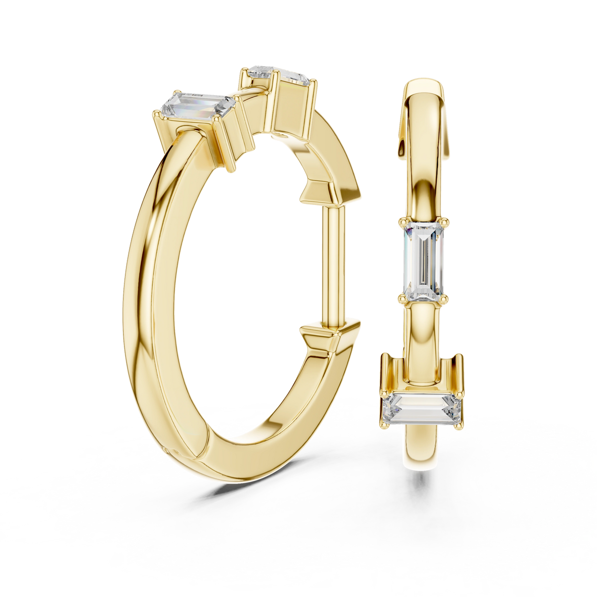 Gold Violeta Baguette Hoop Lab Grown Diamond Earrings