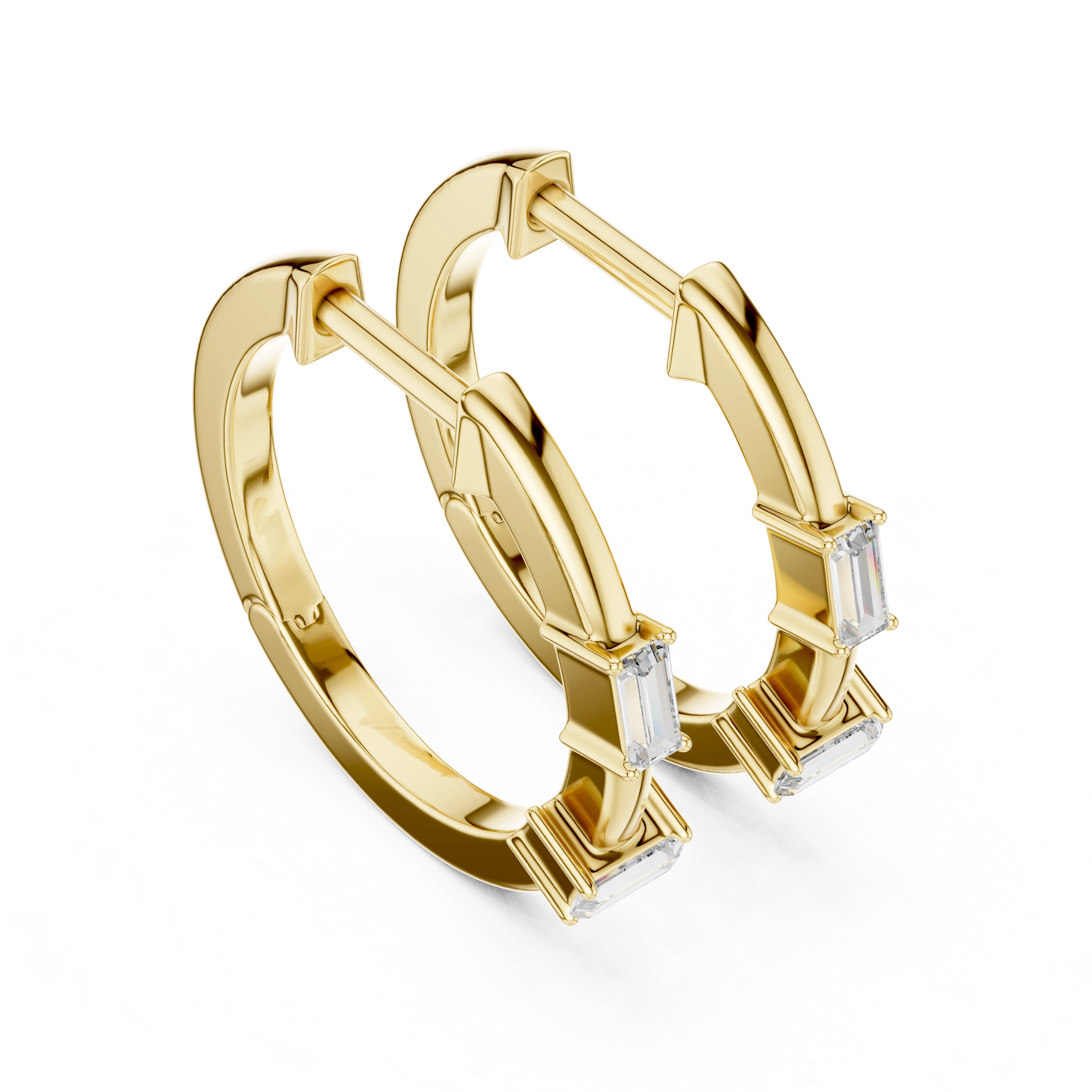 Gold Violeta Baguette Hoop Lab Grown Diamond Earrings