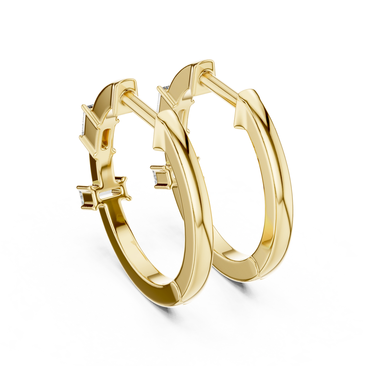 Gold Violeta Baguette Hoop Lab Grown Diamond Earrings