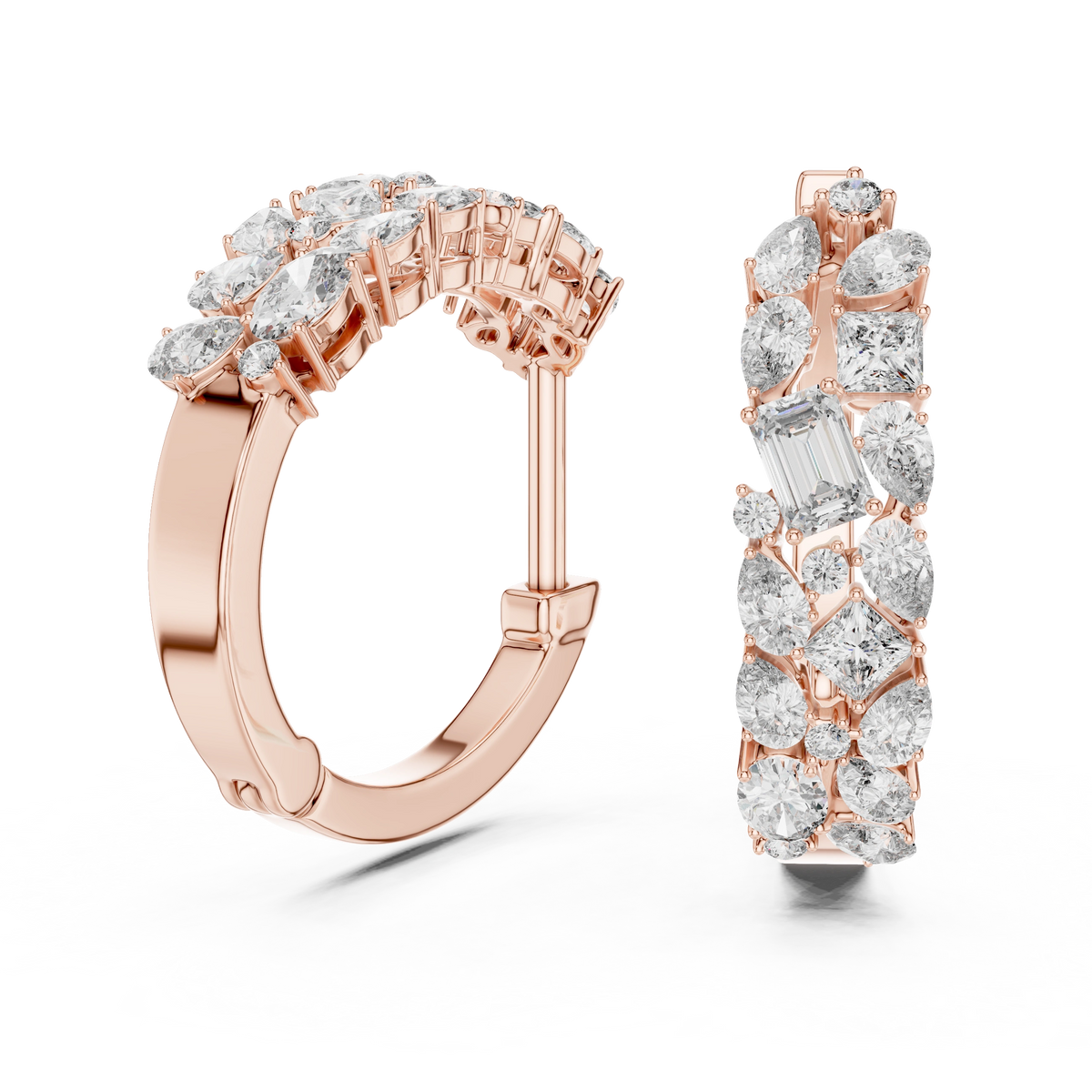 Gold Multi Shape Hoop Lab Grown Diamond Otilia Earrings