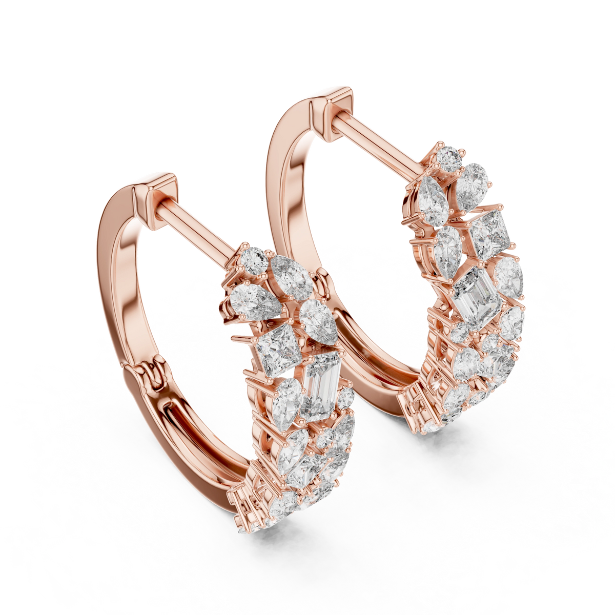 Gold Multi Shape Hoop Lab Grown Diamond Otilia Earrings