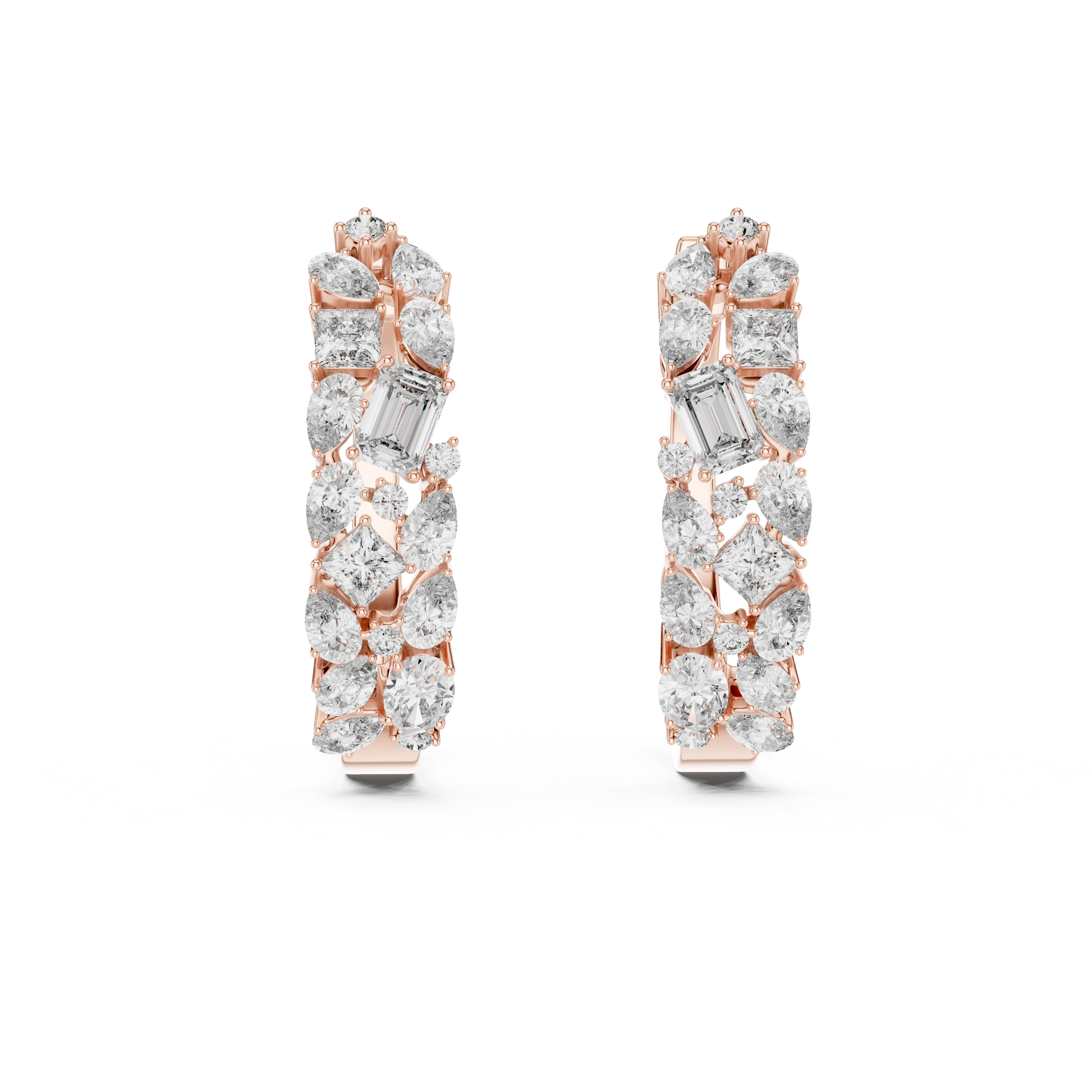 Gold Multi Shape Hoop Lab Grown Diamond Otilia Earrings